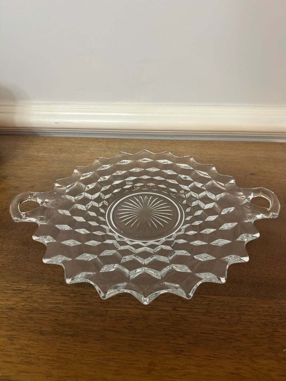 Fostoria American Handled Cake Plate Dish Handles Clear Vintage - ,